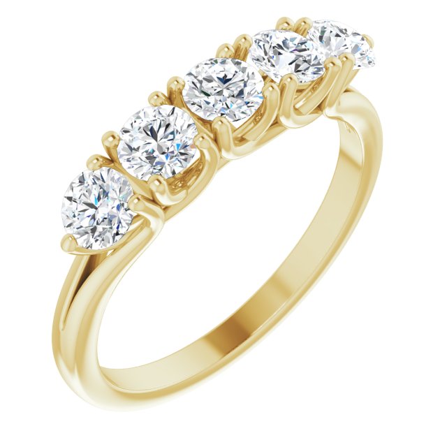1.00 ct. Round Cut Diamond Wedding Band 5 Stone Anniversary Ring-VIRABYANI